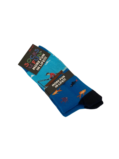 Bild von Socken - Socks 4 Fun - More Fun In Life!!! -  mit Anglermotiv